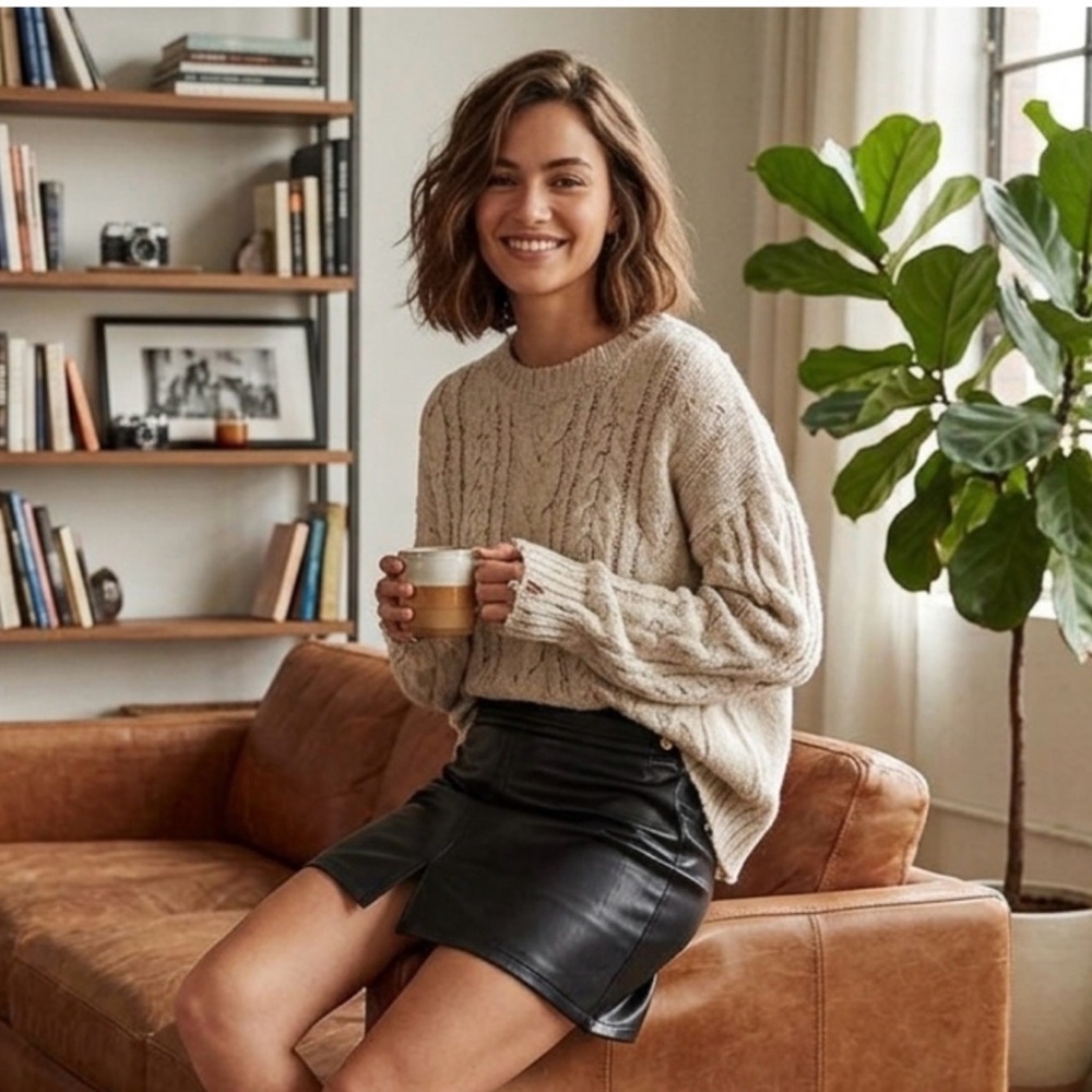 J. Crew Black Faux Leather Mini Skirt